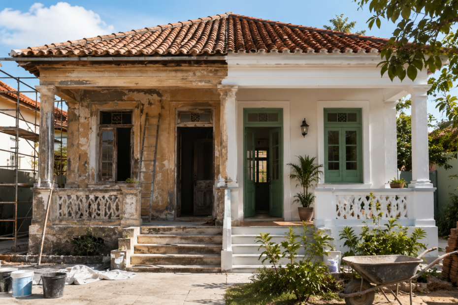 Casa antiga brasileira passando por reforma