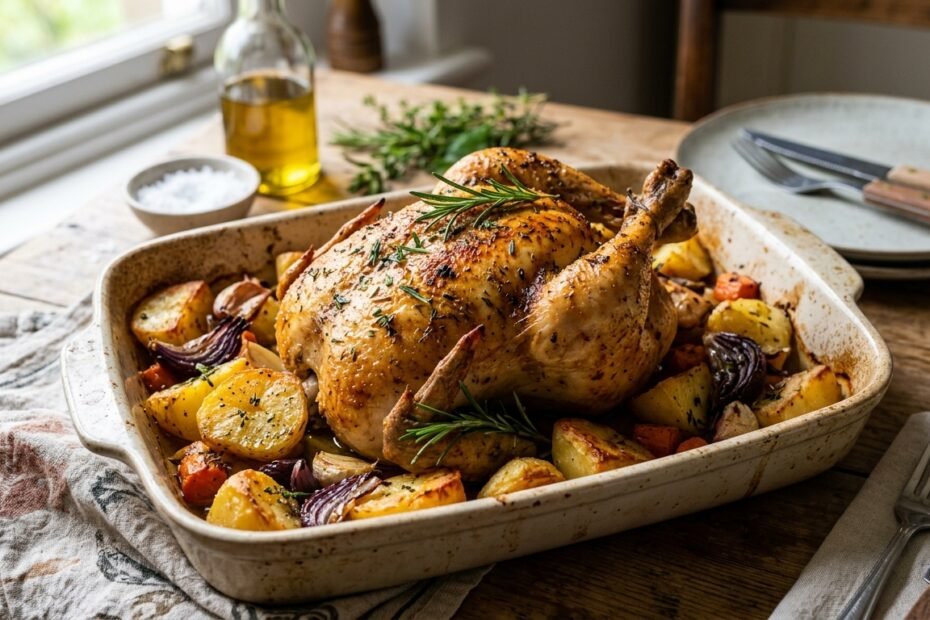 frango assado com batatas