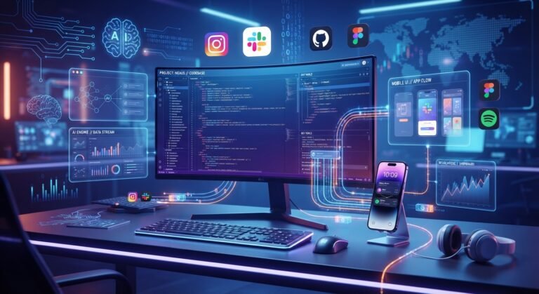 Composição moderna mostrando computador