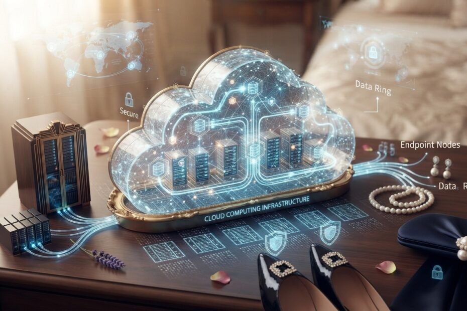 Ambiente de servidores e equipamentos de infraestrutura em um data center.