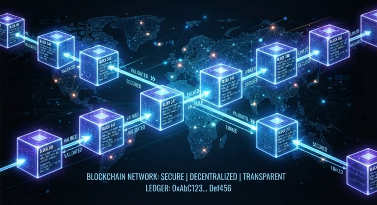 Representação de uma rede blockchain