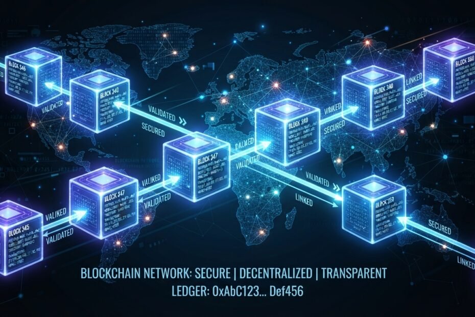 Representação de uma rede blockchain