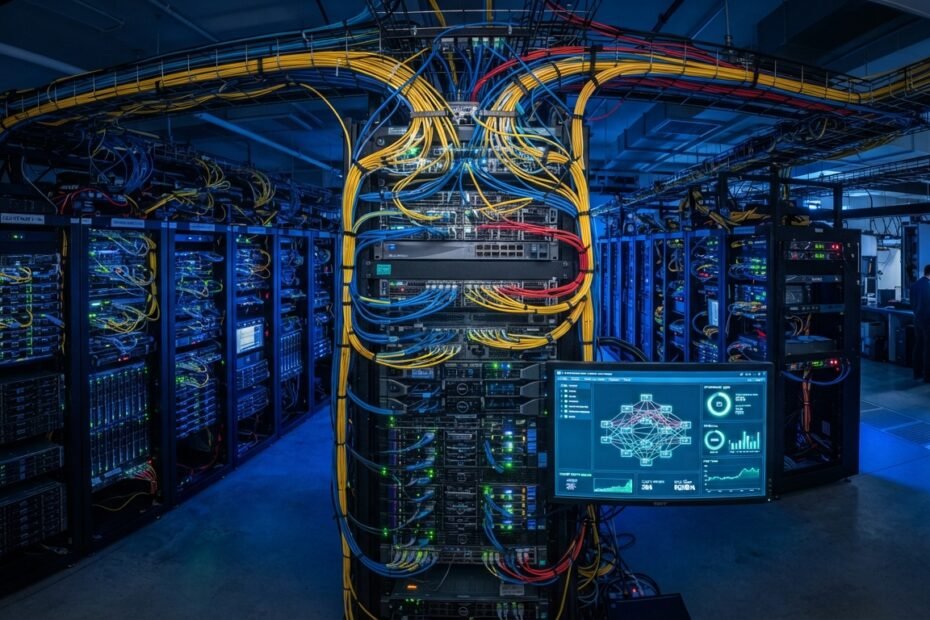 Vários computadores e servidores